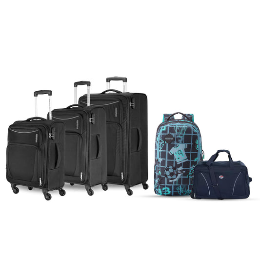 Portland 3P Set Black + Vision Duffle Blue + Pazzo BackPack (Grey-Mint)