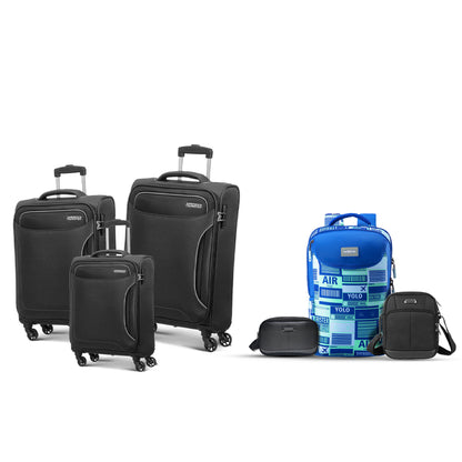 Holiday 3Pc Set Black +  Herd BackPack blue mint + Bass Clutch Black + Bass Shoulder Bag