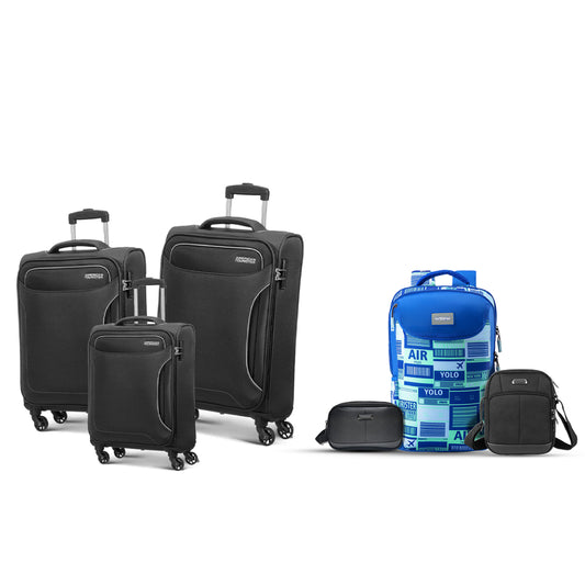 Holiday 3Pc Set Black +  Herd BackPack blue mint + Bass Clutch Black + Bass Shoulder Bag