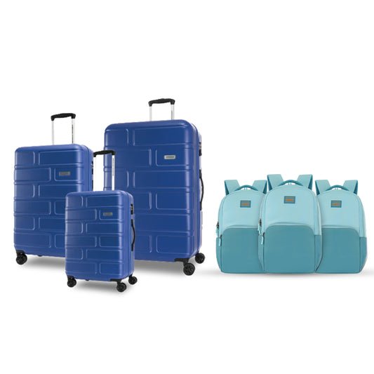 Bricklane 3Pc Set Blue + New Bounce Light Blu BackPack (3 nos)