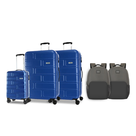 Bricklane Blue 2Large + 1Cabin + Bounce BackPack Black(2nos)